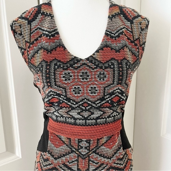 Desigual Dunia Aztec Bodycon Mini Dress Slimming Panels Small Tribal Chic Small - Picture 6 of 16
